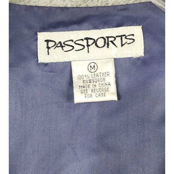 Passports Vest Skirt Set Womens Medium Blue Leather Full Zip Vintage Knee Length - Picture 4 of 16